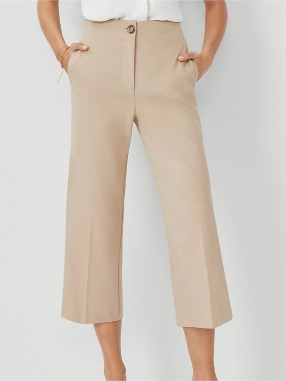 NWOT Ann Taylor The Kate High-Rise Wide-Leg Cropped Pants in Purple